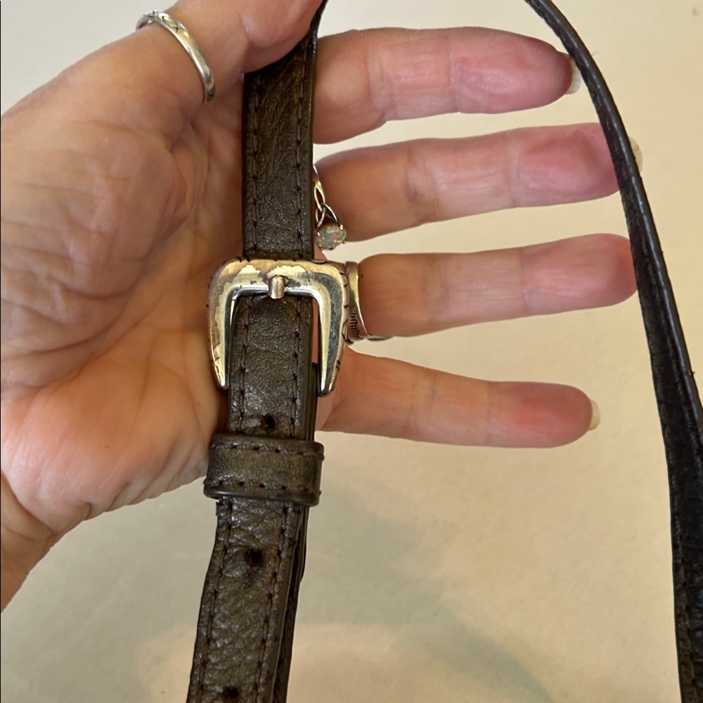 BRIGHTON  BLACK BROWN  LEATHER WITH BRAIDED STRAP & TASSLE DETAIL CROSSBODY BAG - Picture 5 of 12
